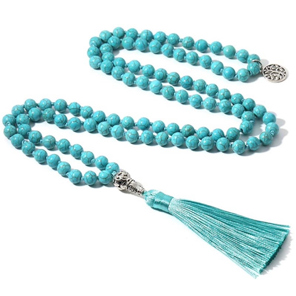 Mala Beads Necklace With Guru Bead & Silk Tassel